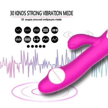 30 Greičio Dildo Moterų Masturbator Rabbit Vibratorius USB Įkrovimo Massager Dual Motor G Spot Klitorio Massager Sekso Žaislai Moterims