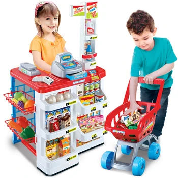 Naujas Didelis Dydis Virtuvės Rinkinys 82cm Aukštis Plastiko Apsimesti Žaisti Žaislas Su Šviesos Vaikai Virtuvės Valgių prekybos Centrų Žaisti Maisto Krepšelį Žaislas D76