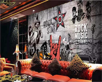 Beibehang 3D tapetai Užsakymą foto tapetai, freskos, Europos ir Amerikos pramonės rock, hip-hop KTV muzikos baras fono sienos