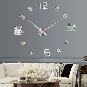 Didelis Sieninis Laikrodis Modernaus Dizaino Kavos Puodelio 