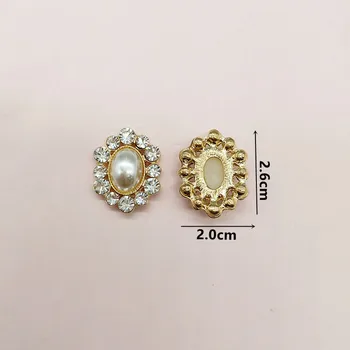 50pc 20*26mm Aukso spalva Crystal Pearl Gėlių žavesio dėl audinys/vestuvių plaukų Papuošalai Išvados dėl 