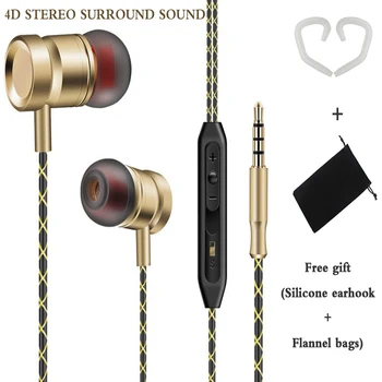 Metalo stūmoklio ausinės FG003 Stereo bass ausinės lankelis sporto Laidinis ausinių su mikrofonu už xiaomi 