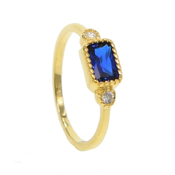 Skanėstas Blue Crystal Žiedą, Moterims, 925 sterlingas sidabro Paprastas Stilius Aikštėje Piršto Sužadėtuvių Žiedas subtilus karšto bižuterijos