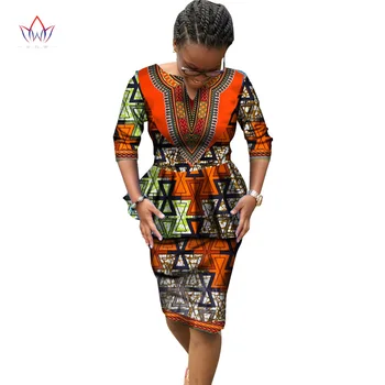 Moteriški Vasaros Suknelės 2016 M. Vasaros 2 dalių Komplektas Suknelė Afrikos Dashiki Moterų Medvilnės Suknelė Bodycon Moterų Plius Dydis Suknelė WY419