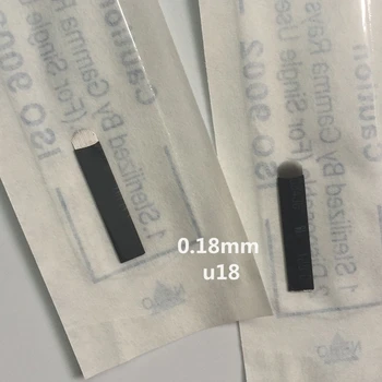 50pcs Juoda Lamina Microblading Adatos 0.18 mm U Formos 18 smeigtukai Geležtės Tatuiruotė Adatos Nuolat Microblading Siuvinėjimo Pen