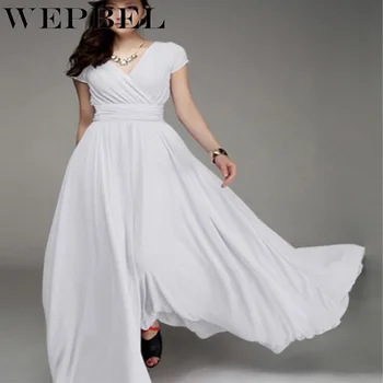 WEPBEL Moterų Suknelė Šalies Vakare Gown Moterų Aukšto Juosmens Elegantiškas Šifono Maxi Ilgio Suknelės, Plius Dydis S-5XL