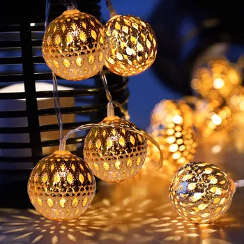 Baterija Maroko Orb Sidabro spalvos Metalo Kamuoliukus String Žibintai LED Globe Šviesos Kalėdų, Vestuvių Girliandą Namų Šaliai Dekoro