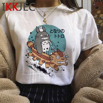 Kawaii Totoro Japonų Anime Marškinėlius Moterims Juokingas Animacinių filmų Mielas marškinėliai Vasaros Negabaritinių Marškinėliai Mados Grafinis Viršuje Tees Moteris
