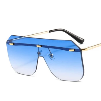 NAUQ mados tendencija vienas gabalas aikštė akiniai nuo saulės moterims prekės ženklo dizaineris vandenyno objektyvas saulės akiniai retro gradientas frameless akiniai