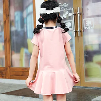 Vaikiška suknelė dėvėti letter spausdinimo vasaros mergaitė drabužius pradinės mokyklos studentų beisbolo sportinę 2-7 y vaikai kokybės drabužiai