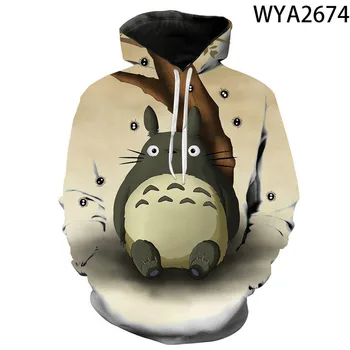 Totoro 3D Atspausdintas Hoodies Vyrų, Moterų, Vaikų Mados Nertiniai Drabužiai Berniukas Mergaitė Vaikai Gobtuvu Megztinis Streetwear Atsitiktinis Viršūnės