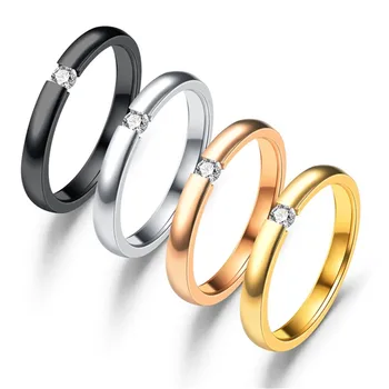 2020 Naujas Mados Aukso Spalvos Nerūdijančio Plieno Vestuvių Juostas, Blizga CZ Žiedas Moterų Papuošalai 4mm Vestuvinis Žiedas