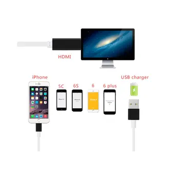 Kabelio MHL HDMI iPhone 5 5S 6 6S 7 7S iOS 10 ir WiFi 