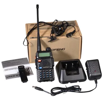 Nauja Juoda BAOFENG UV-5R Walkie Talkie VHF/UHF 136-174 / 400-520MHz Du Būdu Radijo RU, PL, DE, ES JK ATSARGOS