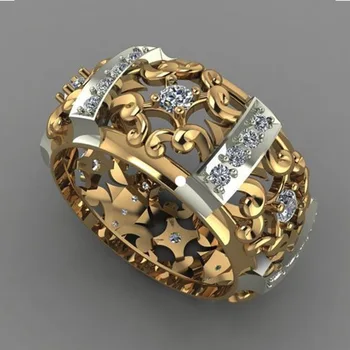 2019 Unikalų Stilių Kristalų Cirkonis Akmens Žiedas, Moterų Geltonos Aukso Vestuvių Papuošalai Žada Meilę, Sužadėtuvių Žiedai Moterims