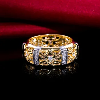 2019 Unikalų Stilių Kristalų Cirkonis Akmens Žiedas, Moterų Geltonos Aukso Vestuvių Papuošalai Žada Meilę, Sužadėtuvių Žiedai Moterims