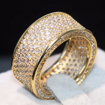 Choucong Nauja Prabangios Juvelyrikos 10KT Geltonos Aukso Užpildytas Apsvaiginimo Visiškai Baltas Aišku, 5A Kubinių Zirconia (CZ Moterų Vestuvių Juostoje Žiedas