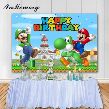 InMemory Vaizdo Žaidimas, Super Mario Fone Vaiko Gimtadienio Foto Fone Fotografijos Studijoje Prop Vinilo Banner Photocall