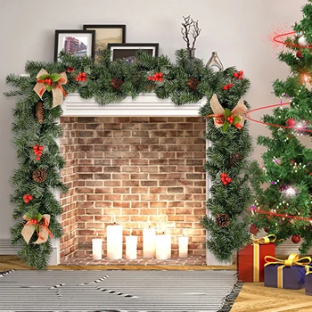 1,8 M Kalėdų Dekoro Rotango Dirbtinių Gėlių Medžio Ornamentais Lauko Girlianda Vainikas Pakabukas Kalėdos Šalis Tiekia Durų, Laiptų Dekoras