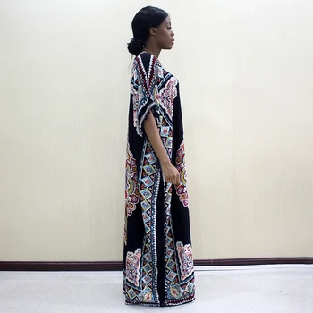 Dashikiage 2019 Naujausias Atvykusiems Mados Afrikos Dashiki Modelio Spausdinimo Pompom Medvilnės Afrikos Plius Dydis Moterų Suknelė