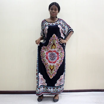 Dashikiage 2019 Naujausias Atvykusiems Mados Afrikos Dashiki Modelio Spausdinimo Pompom Medvilnės Afrikos Plius Dydis Moterų Suknelė