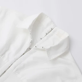 TWOTWINSTYLE Balta korėjos Suknelė Moterims Atvartas ilgomis Rankovėmis Aukštos Juosmens Mini Suknelės Moterų Mados Naują Drabužių 2020 M. Rudenį