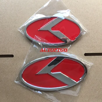 Raudona Priekiniai Galiniai 3D K Emblema Logotipas Ženklelis Decal Kia Optima Cadenza Sportage Forte Koup Ceed Sorento Ceratto Senda Rio K3 K4 K5