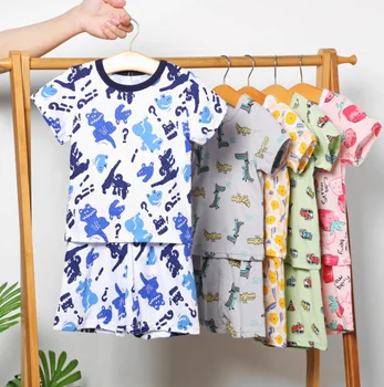Vasaros 2020 m. Vaikų Mergaičių Berniukų Pižama Rinkiniai Medvilnės Spausdinti Pižamos Mergaitė Berniukų marškinėliai šortai komplektus Mielas Sleepwear Vaikų Homewear