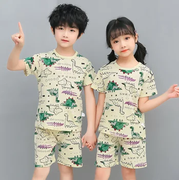 Vasaros 2020 m. Vaikų Mergaičių Berniukų Pižama Rinkiniai Medvilnės Spausdinti Pižamos Mergaitė Berniukų marškinėliai šortai komplektus Mielas Sleepwear Vaikų Homewear