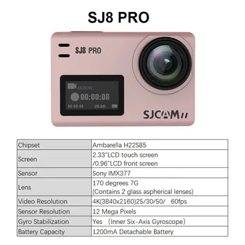 Veiksmo Kamera, Originalus SJCAM SJ8 pro 4K sj8 plius sporto fotoaparato sj8 oro 1296P Wifi Vandeniui 2.33 Touch Screen Lauko Sporto DV