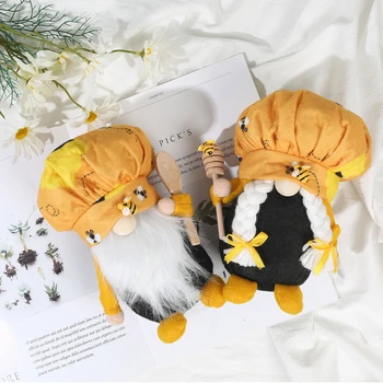 Naujausias 2VNT Saldus Gnome Pliušinis Lėlės su Ilga Barzda Geltona Pora Žaislai Dekoro Valentino Dieną Vestuvių Dovanos