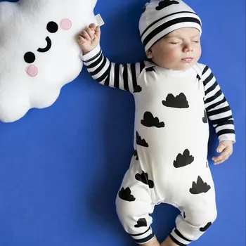2020 m. Naujas stiliaus rudenį Kūdikių Drabužių Rinkiniai Berniukas Medvilnės ilgomis rankovėmis + hat 2vnt Baby Girl Drabužiai, naujagimių drabužiai roupa infantil