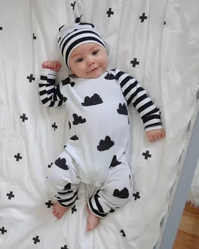 2020 m. Naujas stiliaus rudenį Kūdikių Drabužių Rinkiniai Berniukas Medvilnės ilgomis rankovėmis + hat 2vnt Baby Girl Drabužiai, naujagimių drabužiai roupa infantil