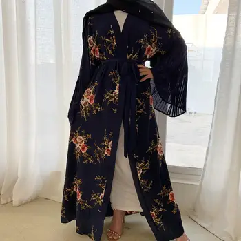 2020 Naujas Musulmonų Abaja Gražus Gėlių Spausdinti Moterų Drabužių Modelis Naujausius Dizaino Abaja Dubajus Artimųjų Rytų Stiliaus Kimono