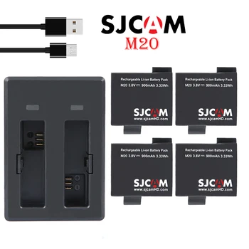 SJCAM M20 Baterija Dual USB Įkroviklis + 4x Baterijas sjcam M20 4K Wifi Veiksmų Vaizdo Kamerų Priedai