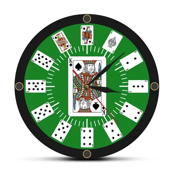 Kastuvas Kortos Texas Hold 'em, Šiuolaikinė Spausdinta Sieninis Laikrodis Pokerio Tiltas Sienos Žiūrėti Kazino Žaidimų Kambarys Dekoro Lošėjas Dovana