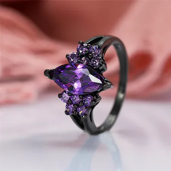 Elegantiška Moteriška Mažas Violetinės Akmens Žiedas 