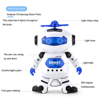 360 laipsnių besisukantis stumdomas robotas žaislas dainavimo šviesos elektriniai patalpų šokių robotas žaislas įdomus vaikų gimtadienio dovana berniukas
