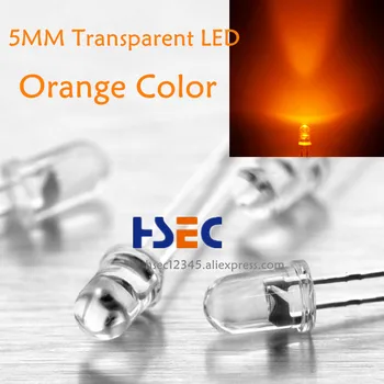 1000pcs 5mm Skaidrus led Oranžinės Spalvos led šviesos super ryškių diodų F5MM Orange LED turi 5MM Raudona Balta Žalia Bule