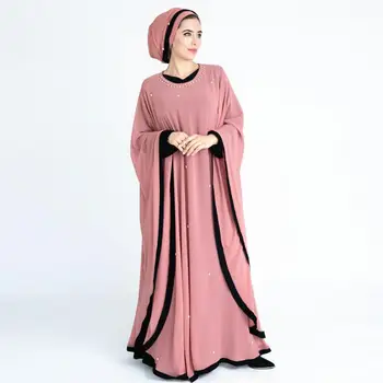 Šikšnosparnių rankovėmis Musulmonų abayas Dubajaus mados deimantų duobute musulmonų suknelė musulmonų apsiaustu abaja moteris visas ilgis islamo maldos rūbeliai