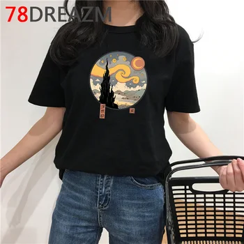 Japonų Stiliaus Spausdinti Didžiosios Bangos Marškinėliai Moterims Harajuku Anime Marškinėliai Funny Cartoon Grafika Tees Grunge Estetinės Marškinėlius Moteris