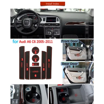Priedai Audi A6 C6 2005 m. 2006 m. 2007 m. 2008 m. 2009 m. 2010 m. 2011 4F RS6 S6 S line RS 6 Anti-Slip Gumos Vartų Angą Taurės Kilimėlis Lipdukai