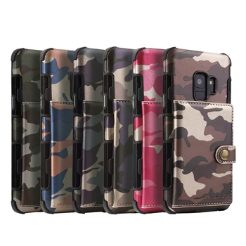 Kamufliažas Armijos Camo Telefono dėklas Samsung S8 S9 Plus Flip Piniginės Multi Kortelės Turėtojas PU Odos Padengti Galaxy Note 8 9 Coque