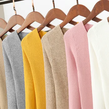 Moterų mezgimo megztinis viršuje šilumos žiemos drabužių long sleeve T shirt V-Kaklo Visą Puloveriai aukštos kokybės 2020 naujas Multi-color