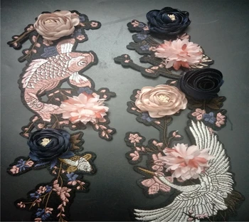 1pair 3D Išsiuvinėti gėlių pleistras aplikacijos drabužių derliaus gėlių siuvimo reikmenys apdailos pleistras amatų