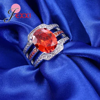 Klasikinis Moterų Vestuvės Vestuvinis Pasiūlyti Žiedai Elegantiškas Jacinth Aišku, Kristalų, Papuošalų 925 Sterlingas Sidabro Moterų Anel