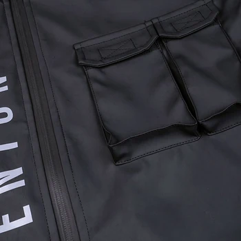 Vyrai Krovinių Švarkelis, Striukė Tamsiai Stiliaus Multi Kišenės Laiškas Spausdinti Streetwear Hip-Hop Taktinis Kailis Techwear Striukė 2020 M. Žiemos