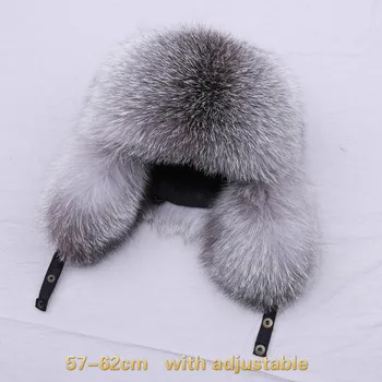 Ponios skrybėlę tikras natūralus silver fox fur, rusijos storio Ushanka kepurę, šiltas ausis, mados, aviatorius skrybėlę, žiema