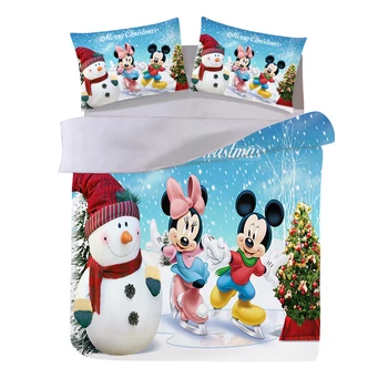 3D Atspausdintas Minnie, Mickey Mouse Kalėdų Patalynės Komplektas Antklode Padengti Patalynė, Užvalkalai Šalikas Padengti Kalėdų Dovana