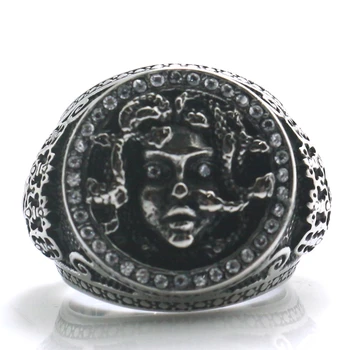 316L Nerūdijančio Plieno, Kietas, Švarus Akmuo Karalius Kaukolė Medusa Naujausias Žiedas